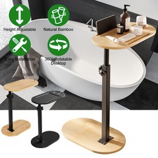 360 Rotatable Bamboo Bathtub Caddy Tray Table Bath Tub Wine Glass Tablet Holder