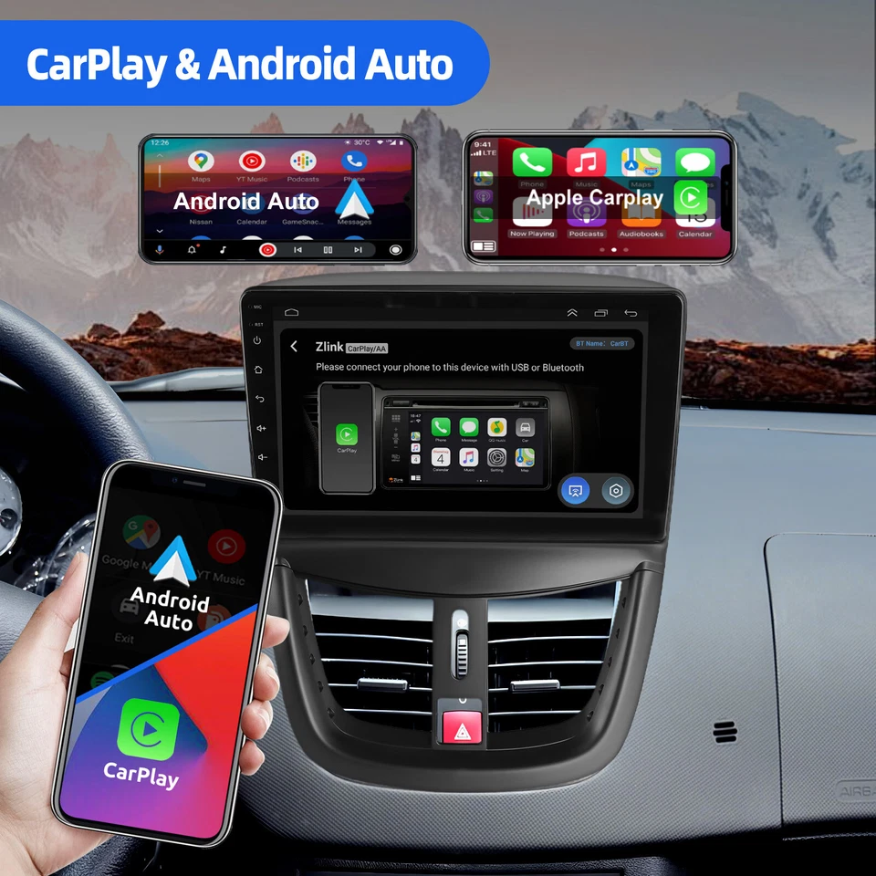 64G Per Peugeot 207 CC 2006-2015 9" Android 14 Autoradio GPS Navi DAB CarPlay - Immagine 4 di 4