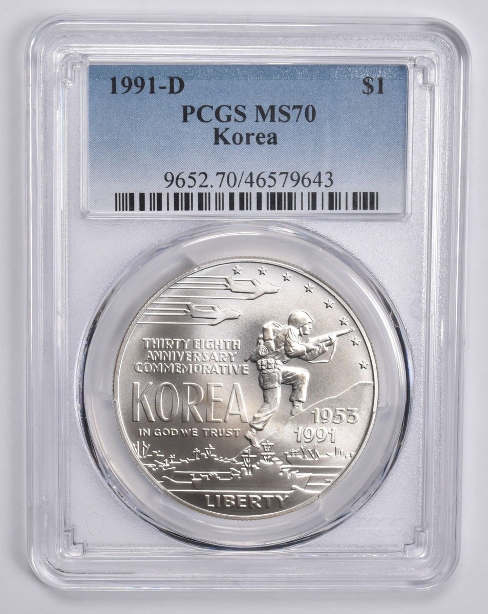1991-D Korean War Memorial Commemorative Silver Dollar MS70 PCGS
