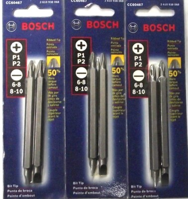 #ad Bosch CC60467 2 Pc. P1 P2 amp; Slotted Double Ended Bit Set 3 1 2quot; 3 2pks USA $6.00