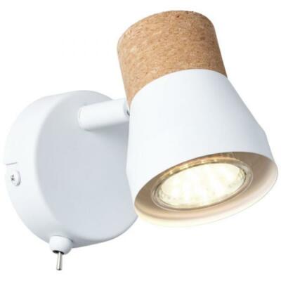 Brilliant Wandspot mit Schalter Moka 10W Metall/Kork weiß matt