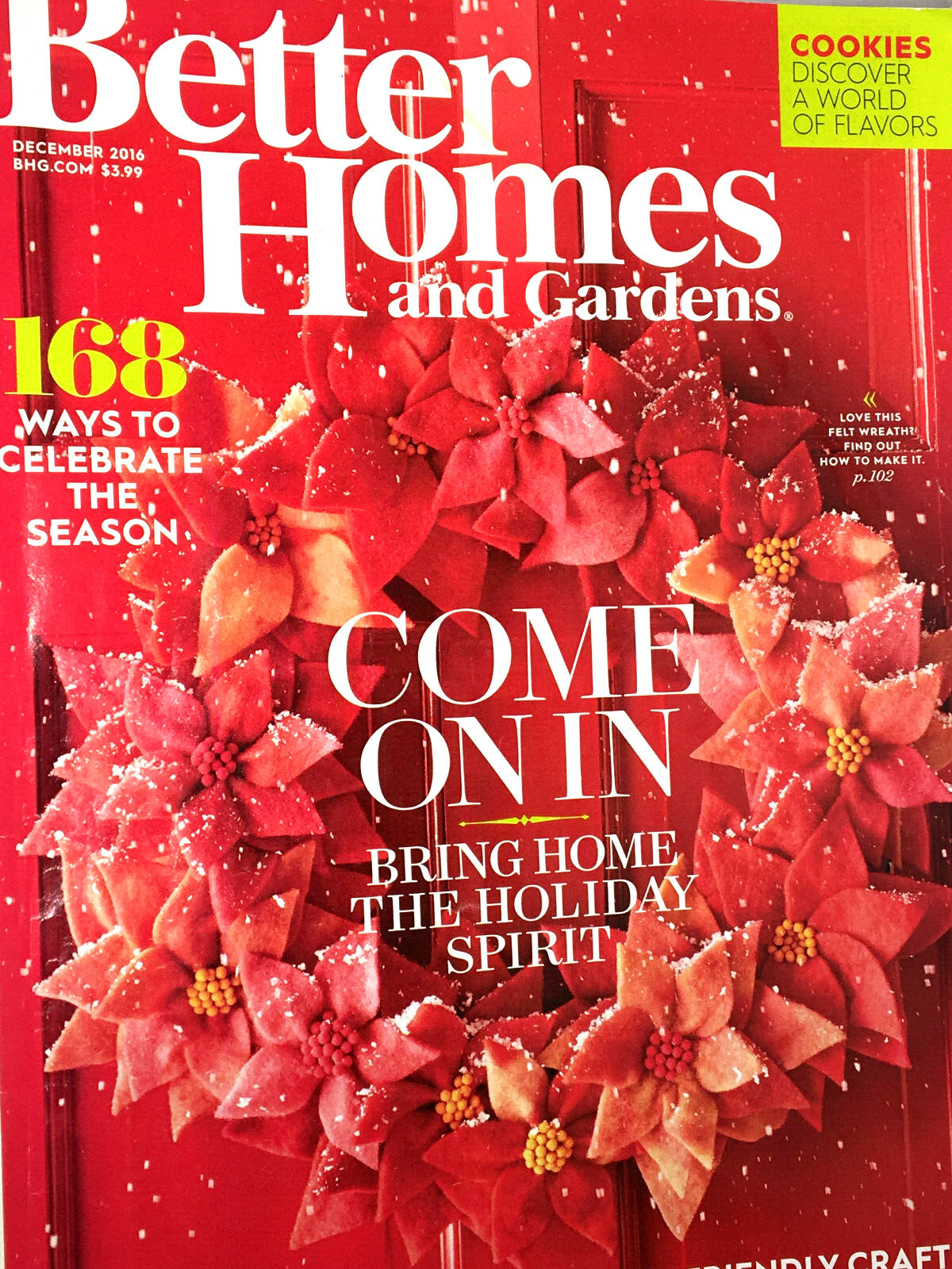 BETTER HOMES AND GARDENS Magazine DECEMBER 2016 CHRISTMAS CRAFTS Holiday  Recipes - better homes and gardens magazine latest issue, image size:1200x1600