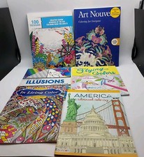 Adult Coloring Book Lot Of 6 Birds Illusion America Fun Relax Free Shipping