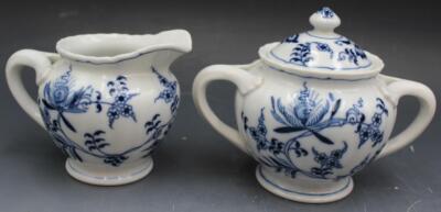 Japan Blue Danube Blue Onion Meissen Style Creamer & Covered Sugar Bowl