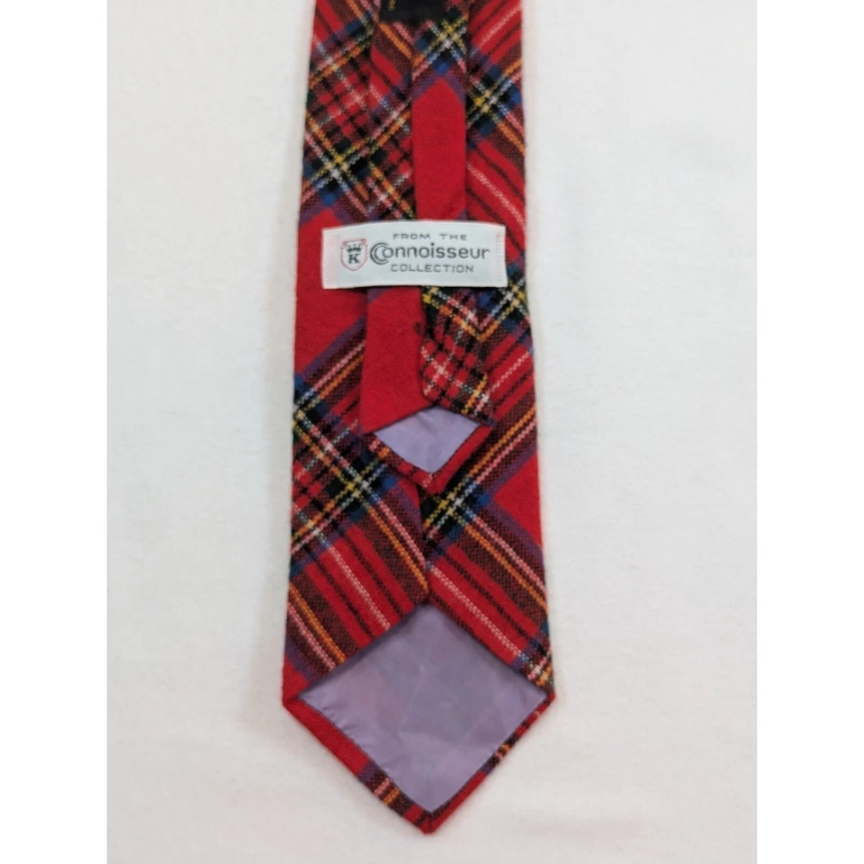 Corbata de lana vintage Kantor Brothers tartán rojo a cuadros EE. UU. Navidad Invierno Vacaciones Foto 4 de 4