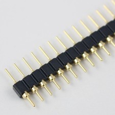2pcs gold plated 2.54mm male 40 pin single row straight round pin header strip 