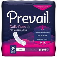 Prevail Daily Incontinent Pad 13" L Long Length Maximum 156 Ct