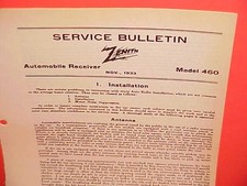 1934 Buick Chevrolet Ford Chrysler Dodge Zenith Radio Service Manual Model 460 1934 Buick Chevrolet Ford Chrysler Dodge Zenith Radio Service Manual Model 460
