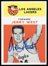 Jerry West Signed Rookie Reprint Card (Beckett)  BU44282. rookie card picture