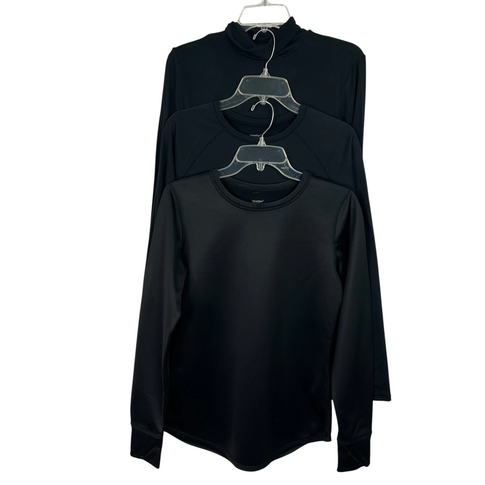 Cuddl Duds Women’s Base Layer Tops Sz Medium Color Black Lot/3 Thumbholes