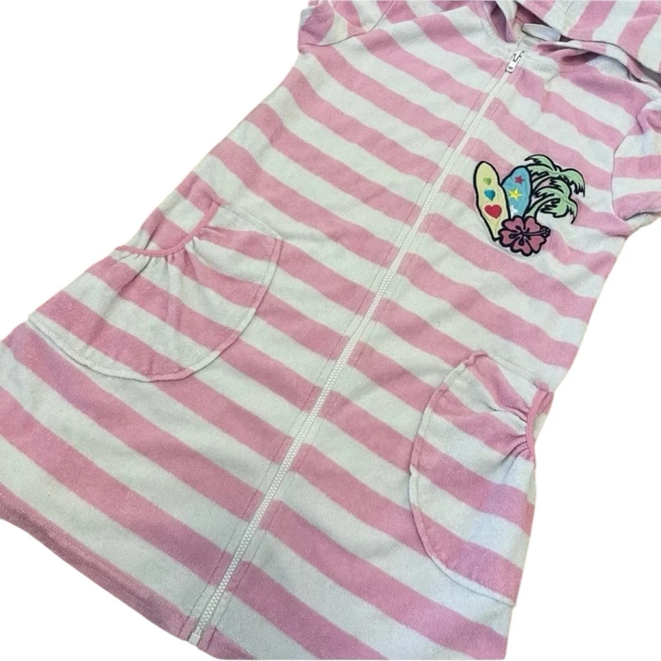 Vestido de encubrimiento St. Eve para niñas de tela de rizo rosa a rayas cremallera completa talla 10/12 Foto 3 de 4