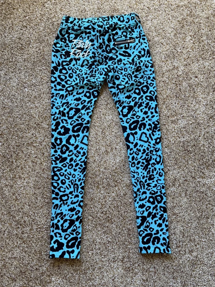 Pantalones Party Rock Clothing Blue Cheetah M, LMFAO Merch, Y2K, 2000’s, 2010’s Rave Foto 3 de 4