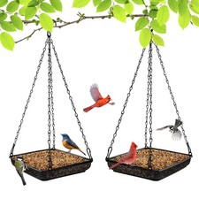 Hanging Bird Feeder Tray Metal Mesh Platform Seed Feeder with Durable Chains ...