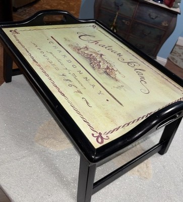 Vintage MCM Footed Breakfast Tray With A Design Of Chateau Blanc Chardonnay 2003