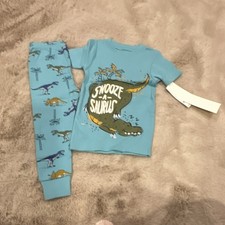 Carter's 18m Dinosaur Pajama Set Blue Cotton 2-Piece Short Sleeve Snug Fit