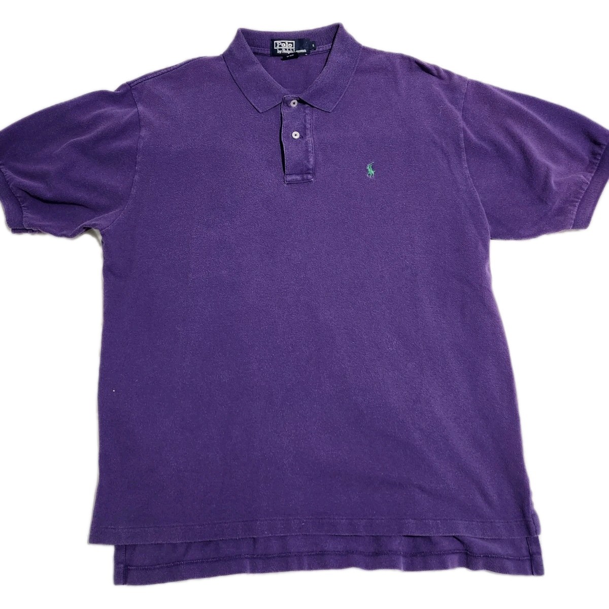 Polo Ralph Lauren viola cotone camicia manica corta verde pony uomo L large