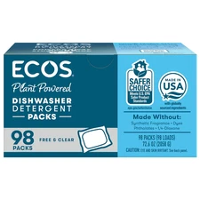 ECOS Dishwasher Detergent Packs Free & Clear 98-count Plant Powered