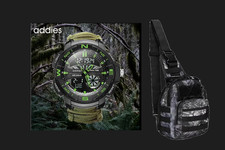 SLing Bag+ survival military Watch waterproof compass,fire start,whistle+Gift Bx