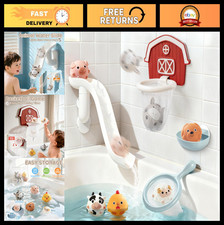 No-Hole Bath Toys for Toddlers 1-3 Slide, Basketball Hoop 6 Animals Easy C
