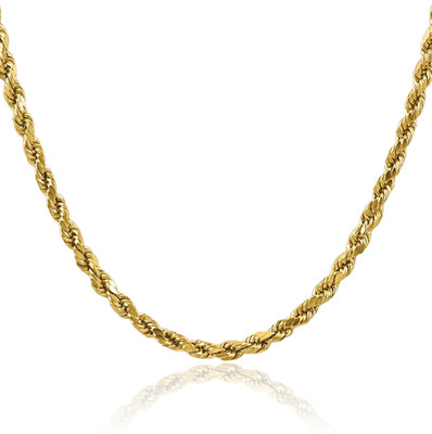 10K Gelbgold 4mm dickes Seil Kette Halskette halbmassiv, Diamantschliff,