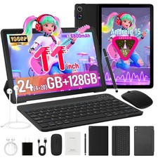 11 inch Android 15 WIFI BT 24GB RAM 128GB ROM Tablet with Keyboard/Mouse/Stylus