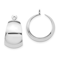 14k White Gold Hoop Earrings Heart Detail Minimalist High-Polish Modern Circle