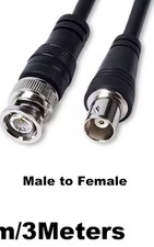 3M BNC Male To Female Extension Coaxial Cable Wire Connector CCTV Camera System