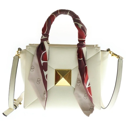 Valentino Calfskin One Stud Small 2Way Handbag Shoulder Bag White Condition B