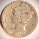 1917 D Mercury Dime 10C Cents Coin Silver, Very Good+