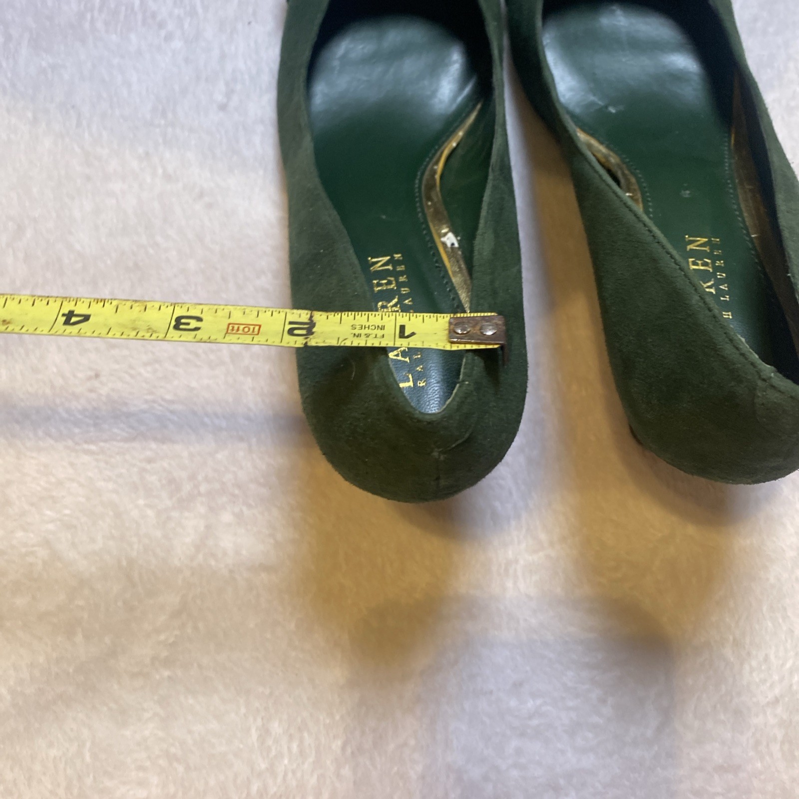 Ralph Lauren Women’s Green Suede Velvet Buckle St Patricks Heels Size 7 Women’s  thumbnail 12