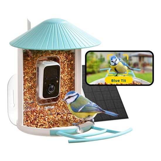 Mangeoire connectée avec IA Birdfy et panneau solaire pour animer votre balcon