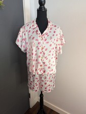 Secret Treasures Floral Short Sleeve  Shortie Pink Floral Pajama Set - XL