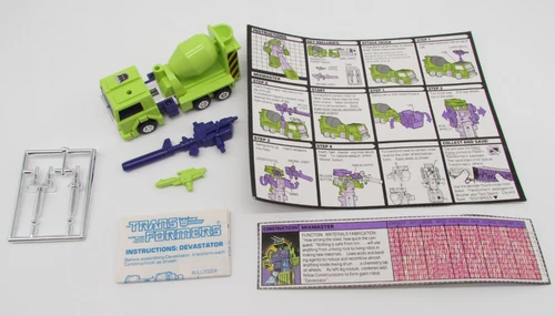 Vtg G1 Transformers Mixmaster Devastator Complete w/ Instructions & Cardback