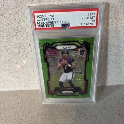 2023 Prizm Cj Stroud Neon Green Pulsar #339 Rookie Card Psa 10 (Texans)