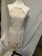 Lulu’s White Lace Lined Dress spaghetti strap size large knee length