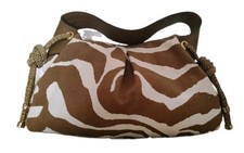 Borsa BORBONESE a Spalla Zebra Animalier Canvas e Dettagli OP Occhio di Pernice