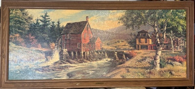 Westal Rustic Mill Large Framed Mill Landscape Print Oversized Wall Art 66 x29.5