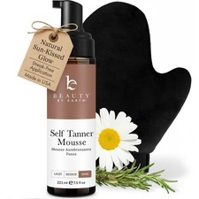 Beauty by Earth Self Tanner Tanning Mousse Kit with Mitt, 7.5oz Dark
