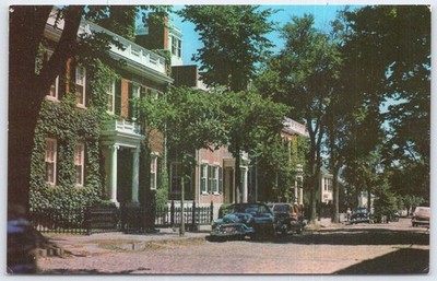 Nantucket MA Postcard The Three Bricks Sea Captain Whaling Homes Chrome
