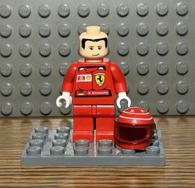 LEGO&reg; M. SCHUMACHER RAC022S MINIFIGURE F1 FERRARI FORMULA ONE DRIVER 8389 8144
