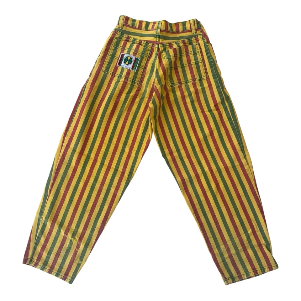 Rare Vintage Cross Colours Denim Jeans Stripe HipHop Single Stitch P Size 14 - Image 2 of 4