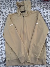 adidas Men's Beige Hooded Full Zip Hoodie Logo Mesh Polyester Jacket Size M