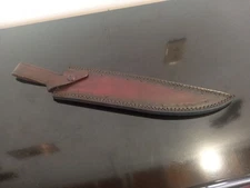 Custom LEATHER Knife Sheath w/ Strap over guard snap closure. For 2'' Wide Blade