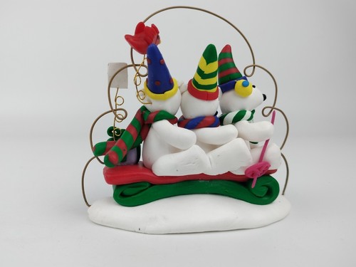 Kirkland Signature Polar Bears Sled Cardinal Christmas Tree Ornament Poly Clay - Picture 3 of 7