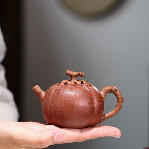 Handmade Tea Pot Real Yixing Zisha Jiangpo Clay Master Pot Persimmon Design Pot - Picture 12 of 12