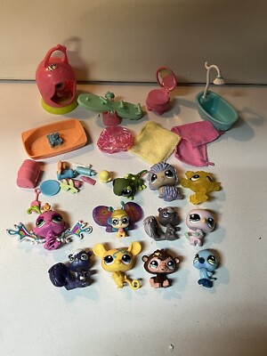 Lps Lot Of Pets 12 Accessories Lot Bath Play Littlest Pet Shop Monkey Zoo 