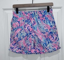 Lilly Pulitzer Capri Swim Trunks Boys Kids XL Cosmic Coral Cracked Up Pink Blue