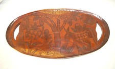 Hand-Carved Large Oval Wood Platter Serving Tray 19.5" Long x 10" Wide  M4606