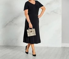 BNWT Ruth Langsford Ruched Detail Midi Dress Size 12 Tall Black. RRP £50