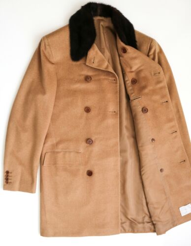 KITON Vicuna Cashmere Mink Fur Double Breasted Coat Overcoat Size 50 Euro Medium - Picture 5 of 12